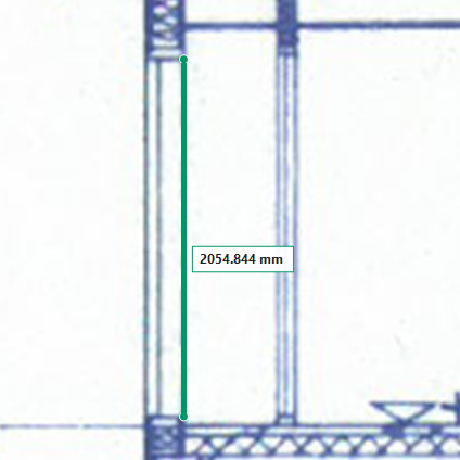 Vertical distance measurement shown directly on a drawing with the value in millimeters.